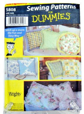 Simplicity Sewing Patterns For Dummies #5808 Pillows Various Sizes Shapes UNCUT