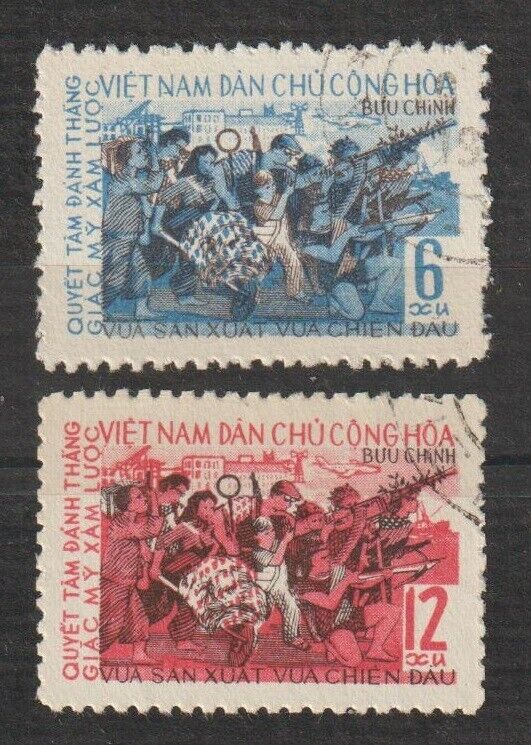 1965 North Vietnam Stamps August Revolution Scott # 366-367 Cto Nh