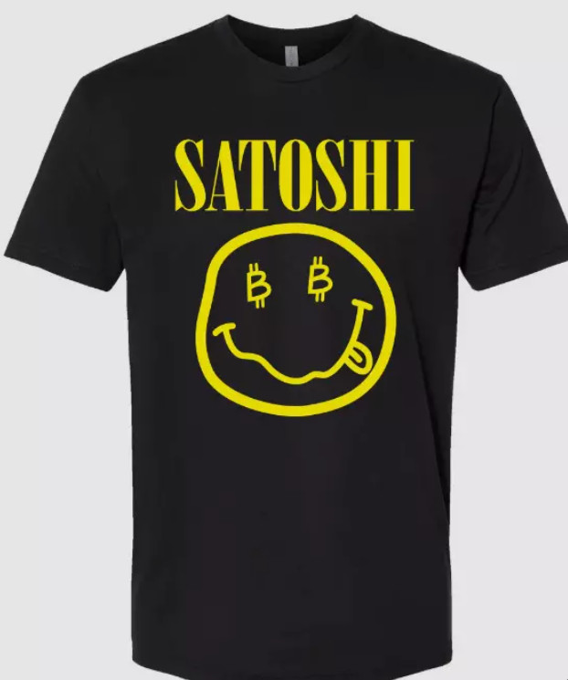 Satoshi Bitcoin T-Shirt / Hoodie Nirvana Jack Dorsey