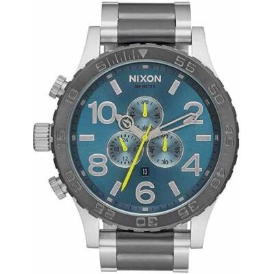 Pre-owned Nixon 51-30 Chrono Quartz Men's Chrono Watch A083-2304 Gunmetal/aqua Sunray