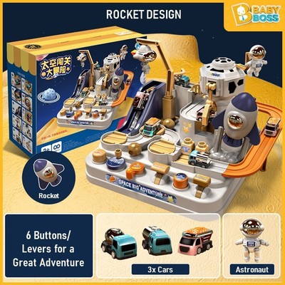 BabyBoss Space Astronaut Adventure Car Race Track Toy Playset with Rescue Vehicl