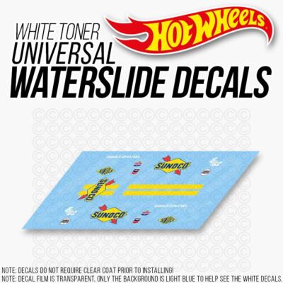 1/64 Scale GASSER SUNOCO Custom White Universal WaterSlide Decal Hot Wheel