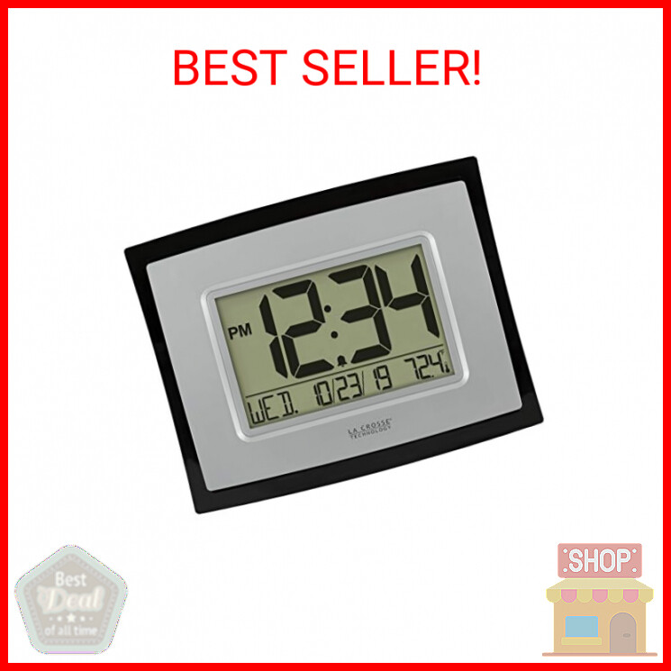 La Crosse Technology WT-8002U Digital Wall Clock, Silver, Black