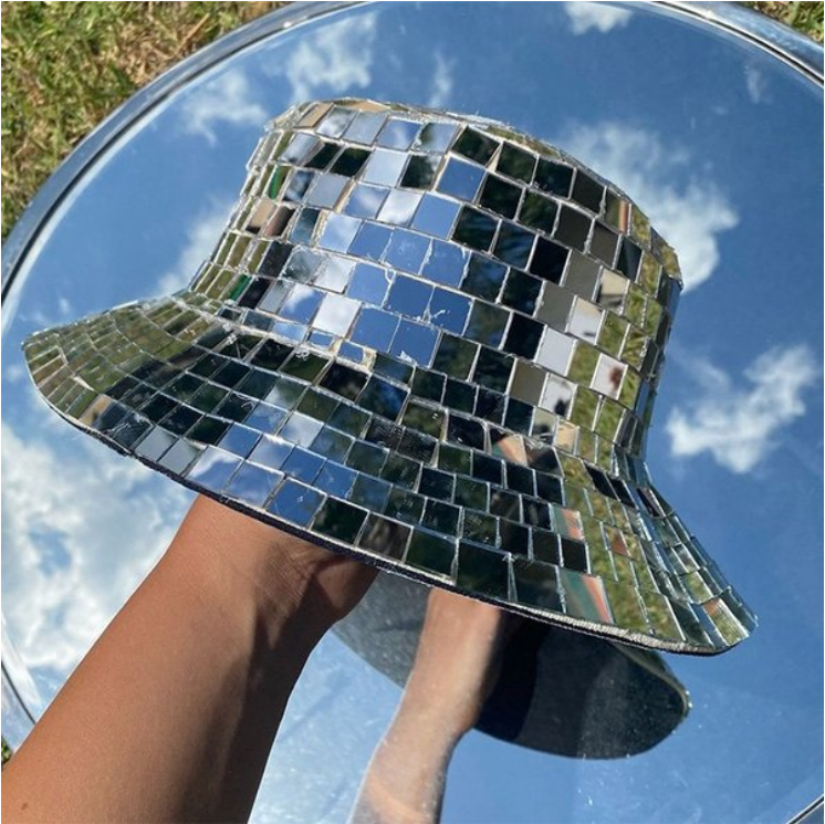 Glitter Mirror Sequin Fisherman Hat Disco Ball Cap