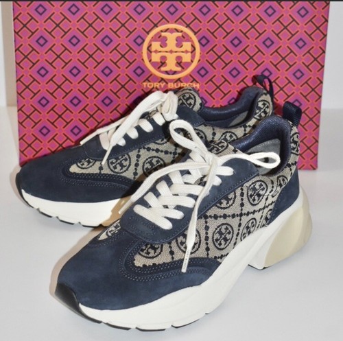 Tory Burch T Monogram Good Luck Trainer Sneakers Navy Size 8 Tory Burch T Monogram Good Luck Trainer Sneakers Navy Size 8