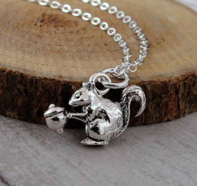 Silver Squirrel Necklace - Squirrel Charm - Chipmunk Charm - Squirrel Gift