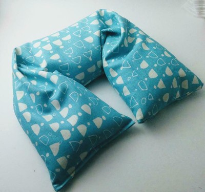 Flaxseed Microwavable Neck Pillow - Blue and White GOTS certified canvas