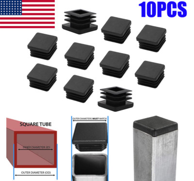 10PCS 1'' Inch Square Plastic End Cap Tubing Hole Post Plug 1 inch 1x1 Post Tube