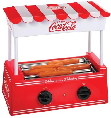 Nostalgia Coca-Cola Hot Dog Roller Grill Stainless Steel Adjustable Heat Setting