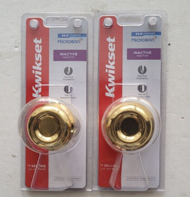 Lot of 2 Kwikset Tylo Dummy Inactive Push/Pull Door Knob Polished Brass