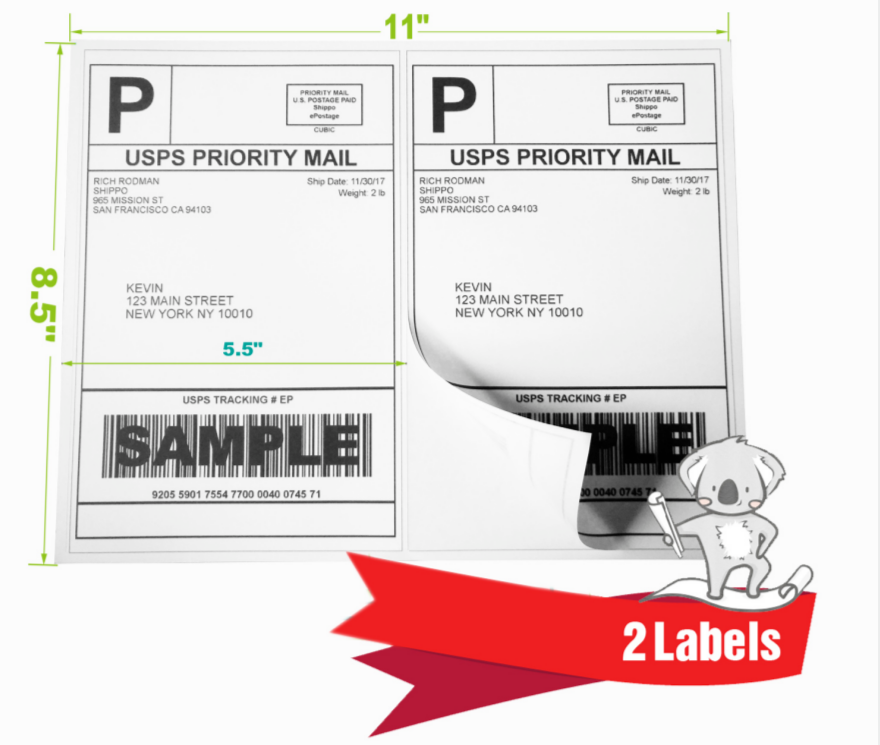 110 Sheets 220 Premium Half Sheet Shipping Labels 200+20 8.5x5.5 2 Per Sheet