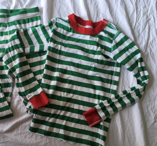 Hanna Andersson Organic Christmas Long Johns Bottoms Green Red Size 130 US 8