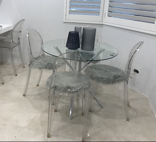 Round Glass dining table (chairs sold in seperate listing) | Dining