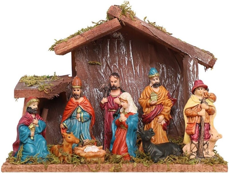 Pasitos De Navidad Nacimiento Figuras Pesebre Con Establo Decoracion Navidad