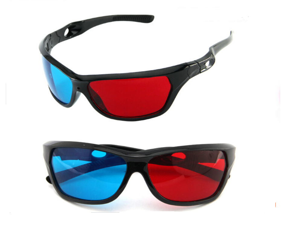 2 x 3D Brille für TV Kino und Film Sportliches Design Rot Blau 3D Glasses