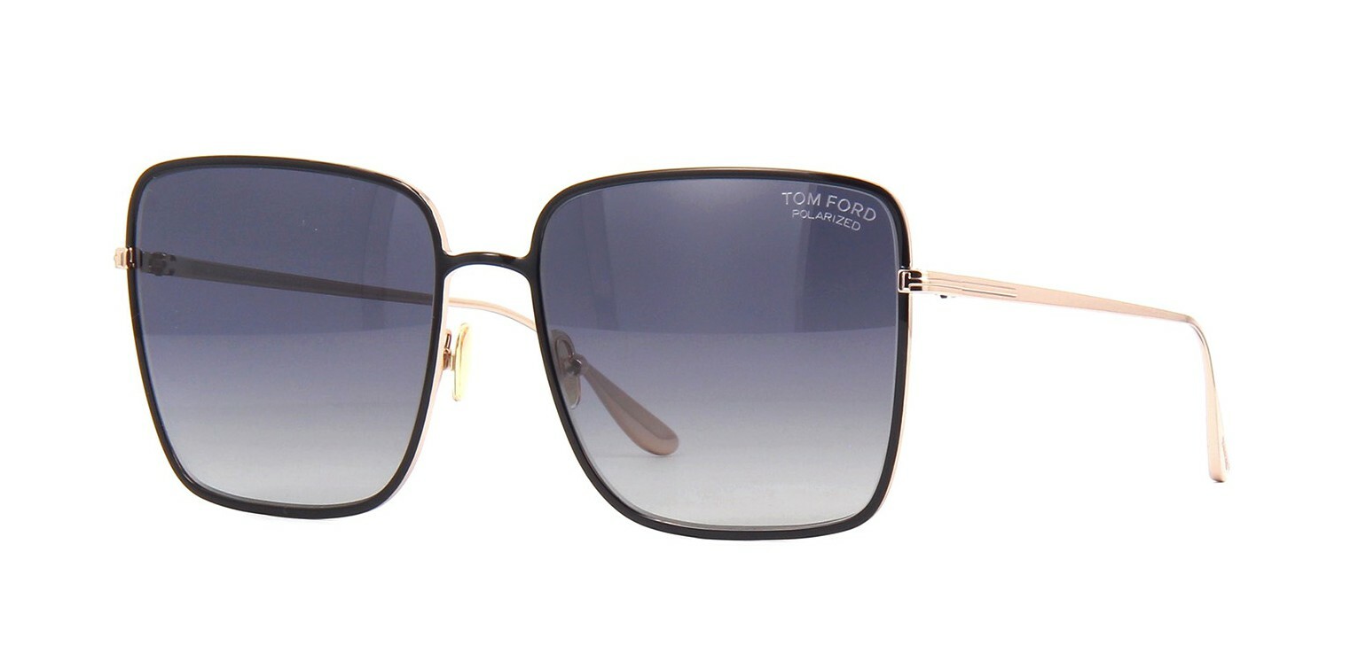 Pre-owned Tom Ford Heather Ft 0739 Black Gold/grey Gradient Polarized (01d) Sunglasses