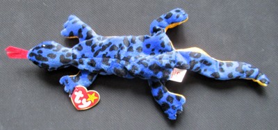 Lizzy the Blue Lizard - Ty Beanie Babies. #4033.  1995. PVC Pellets - NEW MINT