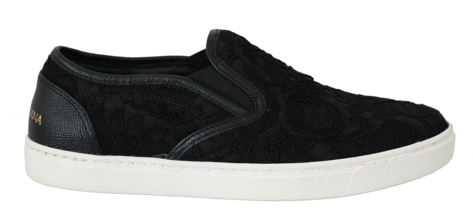 【送料&関税込】Dolce & Gabbana Black Fabric Sneakers DOLCE & GABBANA Slip-On Sneakers Black Lace Leather Logo