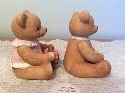 Homco Home Interiors Teddy Bear Figurine Set #1405  Fall Apples Honey