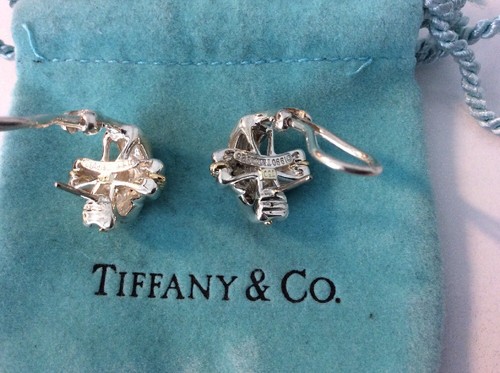 L@@K Tiffany 18K Gold & Silver Large Huge X Signature Earrings. Clip On Omega