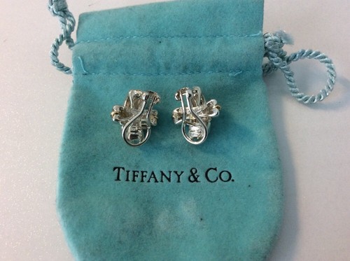 L@@K Tiffany 18K Gold & Silver Large Huge X Signature Earrings. Clip On Omega