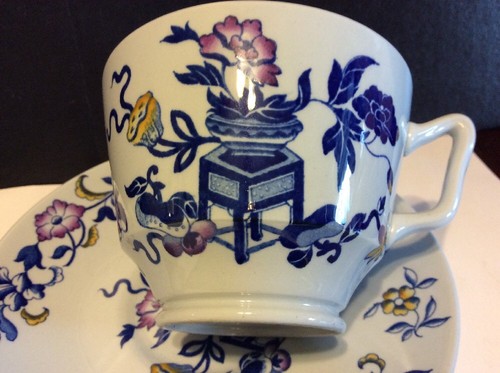 Copeland Spode New Stone Bowpot Blue Multicolor Tea Cup And Saucer Lot Of 2