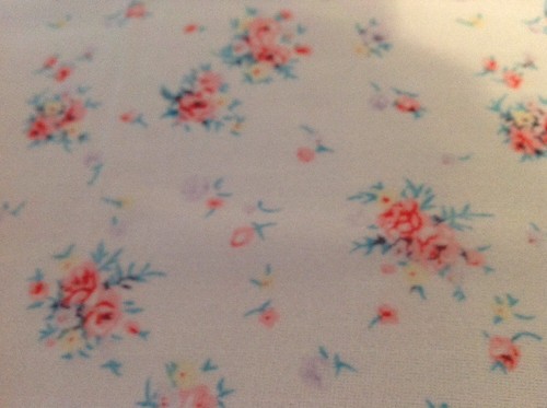 Vintage PINK FLOWERS On WHITE 1970's CREPE Fabric BTY X 59