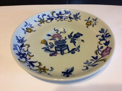 Copeland Spode New Stone England Bowpot Blue Multicolor Demitasse Cup And Saucer