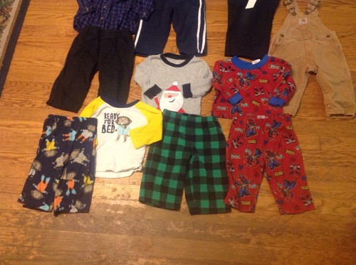 Lot Of 14 Boy Clothes Outfits Winter Christmas Sz 12 M Carter Carhartt Bibs More