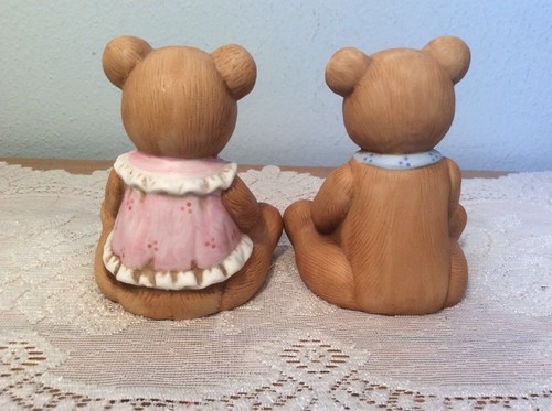 Homco Home Interiors Teddy Bear Figurine Set #1405  Fall Apples Honey