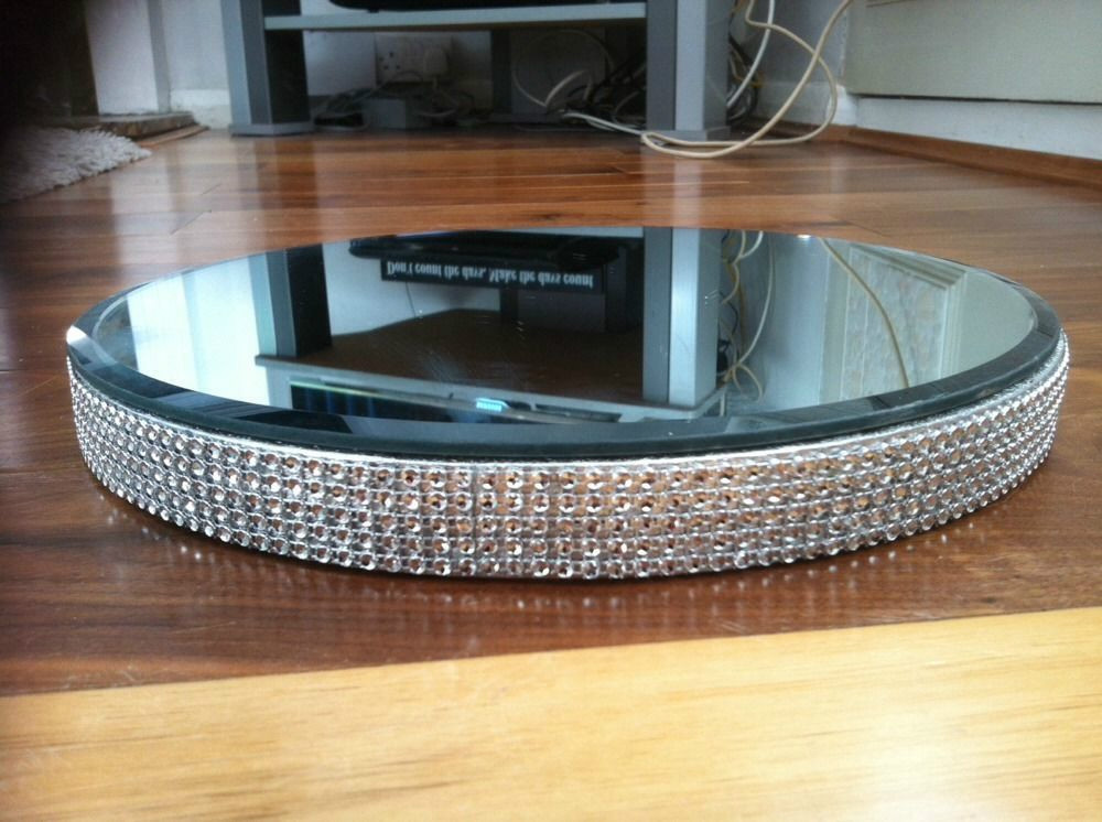 Round Huge Wedding  Diamante Mirror Centerpiece Cake  