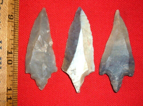 (3) Big Choice Sahara Mesolithic Stemmed Points, Prehistoric African Artifacts