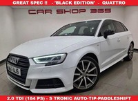 2017 AUDI A3 2.0 TDI BLACK EDITION SPORTBACK 5DR S TRONIC AUTO QUATTRO 184 PS