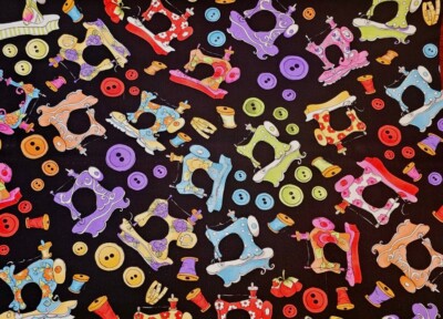Loralie Design- Sew Assorted Black Quilting & Crafting Fabric w/ Sewing Machine 