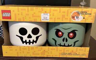 LARGE Lego Halloween Special Edition Storage Head New 2 Piece Set Zombie/Skeleto