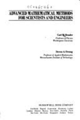 Advanced Mathematical Methods for Scientists and Engineers Hardco