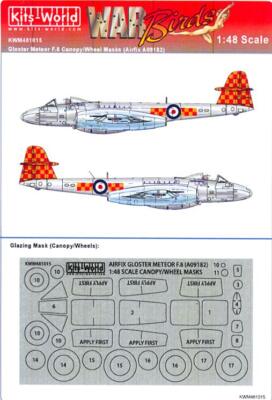 Kits World Decals 1/48 GLOSTER METEOR F.8 CANOPY & WHEELS PAINT MASK Airfix