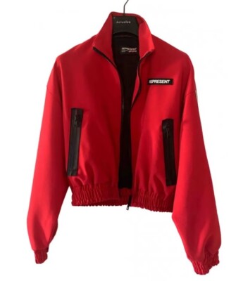 Represent Retro  Zip Jacket British Red Black Made Size medium VG CONDITION 