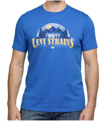 Levi's T Shirt Tee Levi Strauss Graphic  Blue Tee  Size Medium NEW