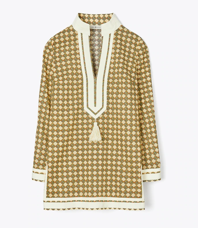 Tory Burch Tory Tunic M Caftan Swim Cover Up 3-D Check logo