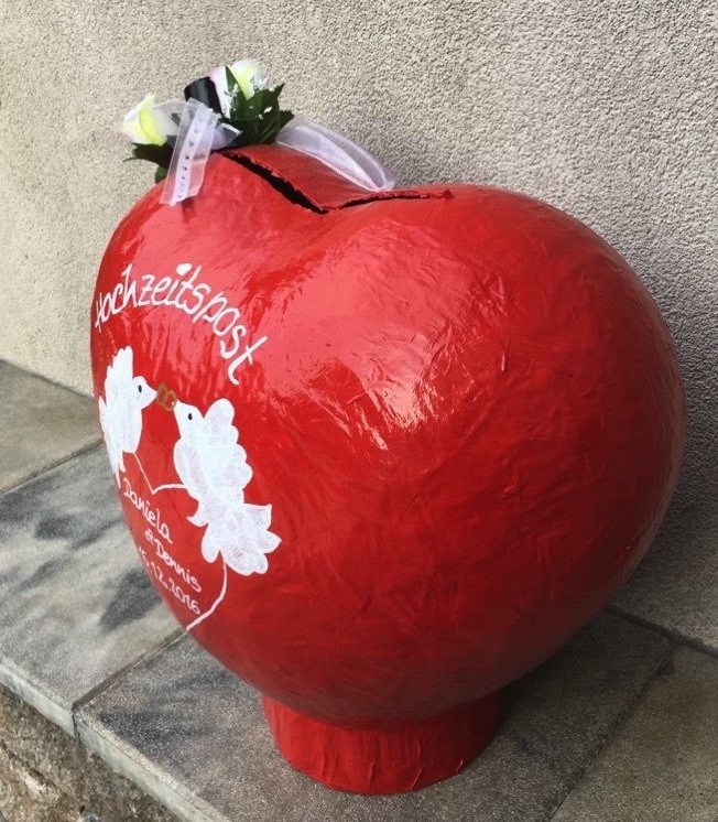 Herz XXL rot Hochzeit Box für Umschläge Geldgeschenke Box Umschlagbox Tauben