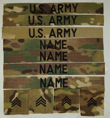GENUINE US ARMY NAME TAPE NEW SEW ON TYPE CAMO CLOTH ACU 2 X PIECES