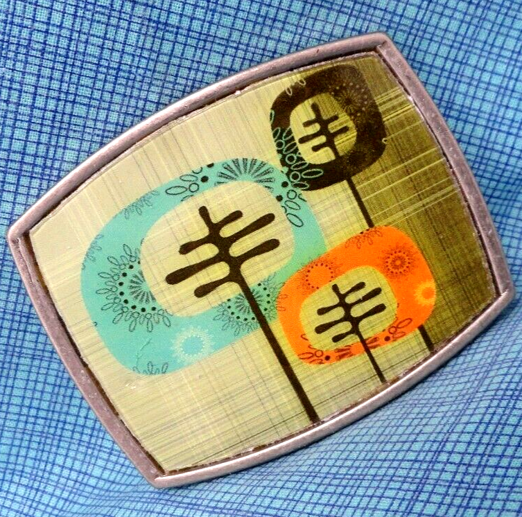 Abstract Trees Belt Buckle MCM Boho Hippie Vtg 60s 70s W USA Abstract Trees Belt Buckle MCM Boho Hippie Vtg 60s 70s W USA