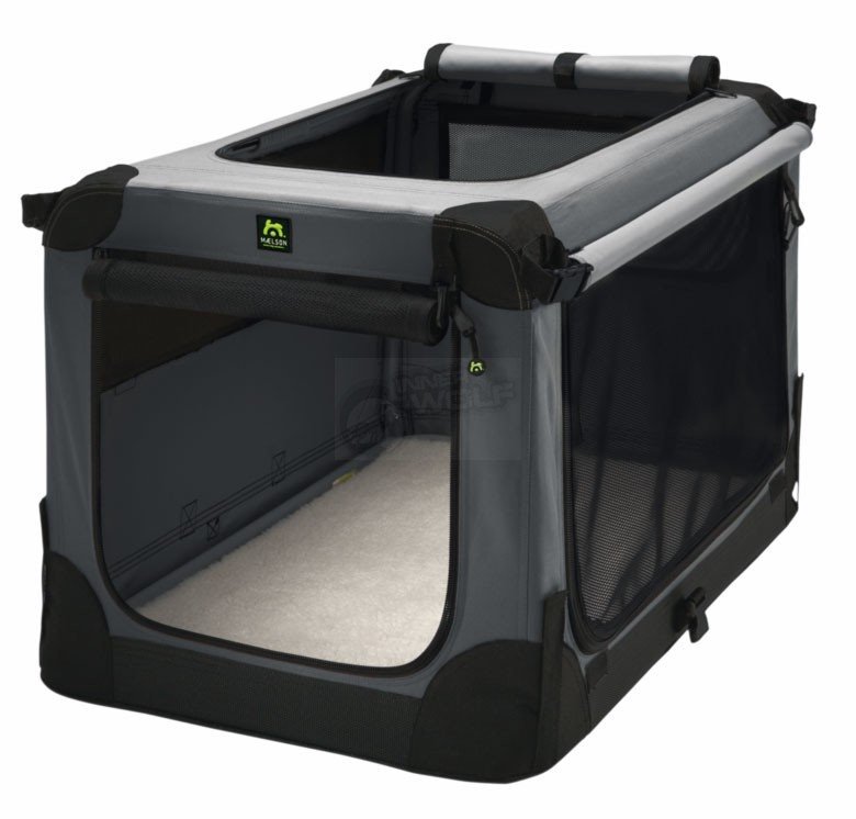 Maelson soft kennel No 82 fabric car crate dog crate black & grey 82 x