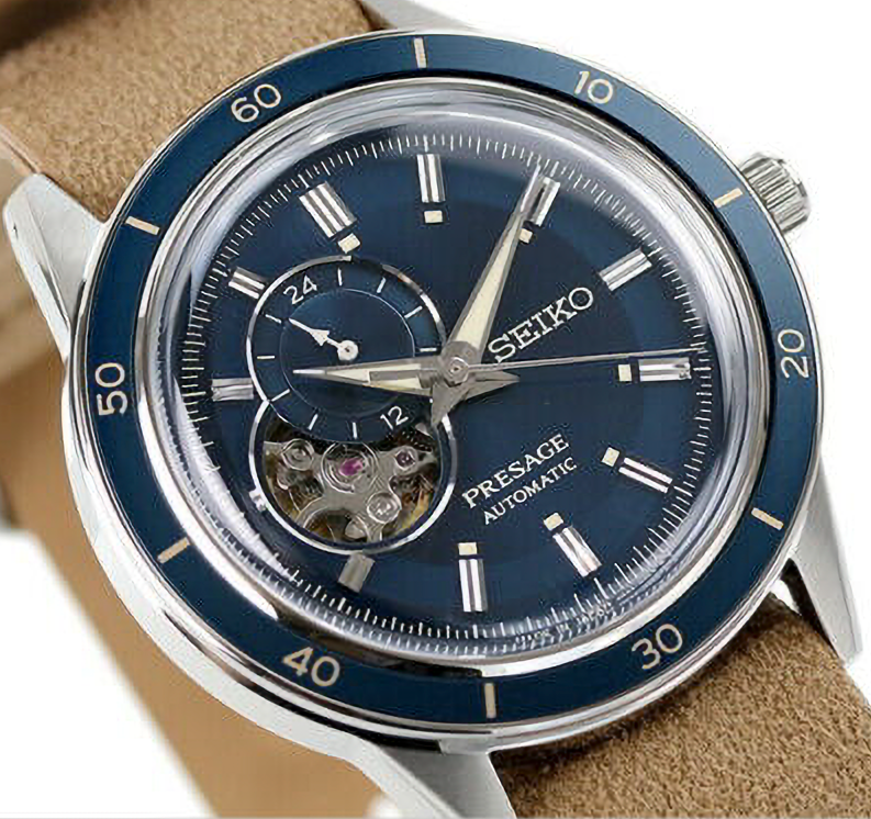 Pre-owned Seiko Presage Sary213 Mechanical Automatic Navy Dial Watch Domed Glass Style60's
