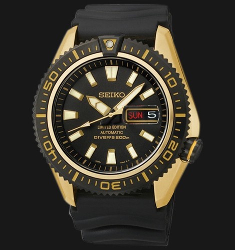 Pre-owned Seiko Stargate Ii Srp510k1 Superior Gold Black Limited Diver Watch Rubber 200m