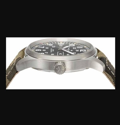 Pre-owned Hamilton H70535031 Kahki Field Black Automatic Fabric Day-date 42mm Camouflage
