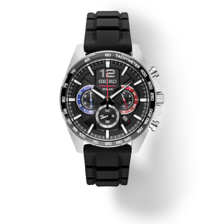 Pre-owned Seiko Essentials Ssb347 Black Multi-layered Dial 10 Atm 43.9mm Men's Watch