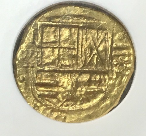 1623-65 NRR Colombia 2 Escudos F-1 Maravillas Gold Treasure Coin AU 58