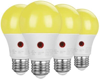 DEWENWILS 4-Pack LED Light Bulbs Outdoor Dusk to Dawn Sensor A19 Amber Glow Bulb